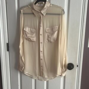 Equipment Cream Sheer Blouse